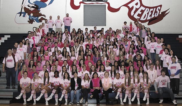 Students and staff at Juanita High School showed off their pink on Oct. 28 as part of the school's annual Pink Day