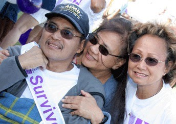A cancer survivor participates in a past Relay for Life event.