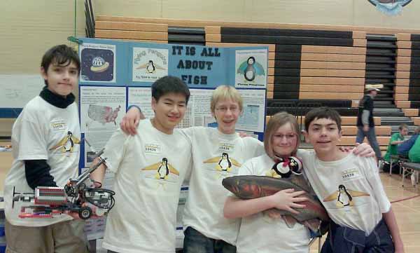 A robotics group of Kamiakin Junior High students ranked 7th place in the First Lego League competition. Pictured is Judy Brewer