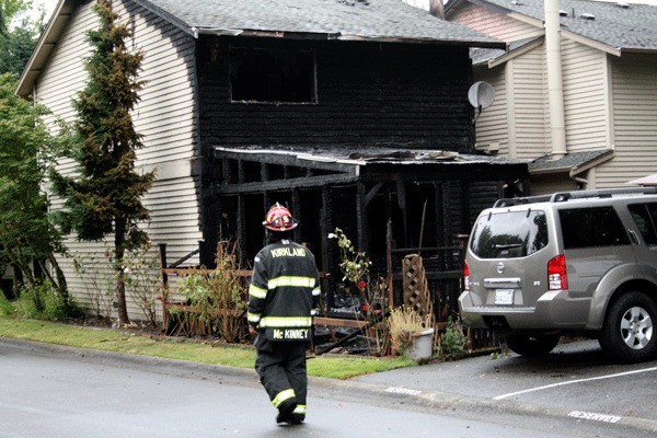 Fire investigators think a morning fire in the 13100 block of 113th Place N.E. began in the sun room of this Totem Lake duplex.