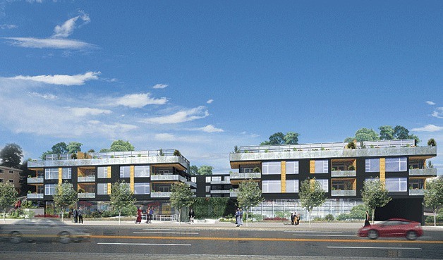 A rendering of the Potala Village project on Lake Washington Boulevard. The entrance has since been moved to the center as opposed to the south where it's currently depicted.