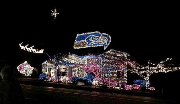Anthony Mish's Kirkland home has a large illuminated Seahawks' logo over his front door. Visitors are also invited inside his home