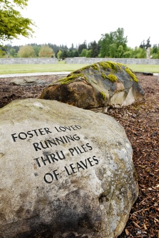 Words of remembrance are etched into the stones of the Memorial Wall that spans the perimeter of the King County Memorial Pet Garden at Marymoor Park in Redmond - the first of its kind in the region.