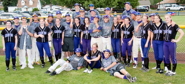 The Lake Washington High School baseball and softball teams. The girls fastpitch team won the state title