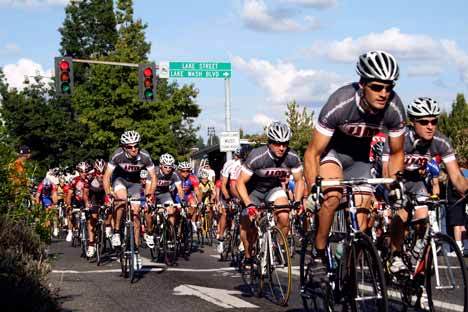 Cyclists pedal through downtown Kirkland during the Criterium race on Sunday. This was the second year for the event that drew cyclists from around the region. More pictures from the race can be seen in Sports on page 16.