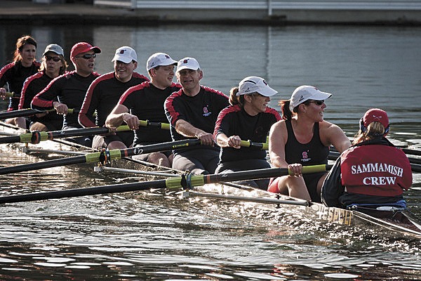 The Sammamish Rowing mixed masters 8+ team