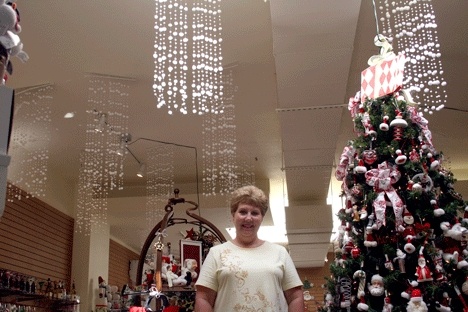 Chalet Cadeau Gifts store owner Wendy Marshall shows off her new Christmas store that just opened this week on Central Way