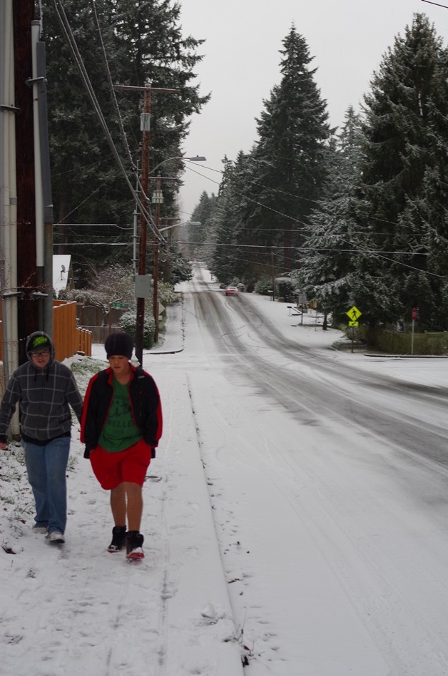 Snow blankets Kirkland Friday morning as residents attempted to get around in any way possible.