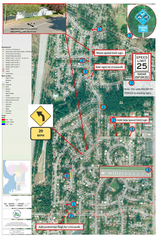 Map of proposed changes for pedestrian safety.