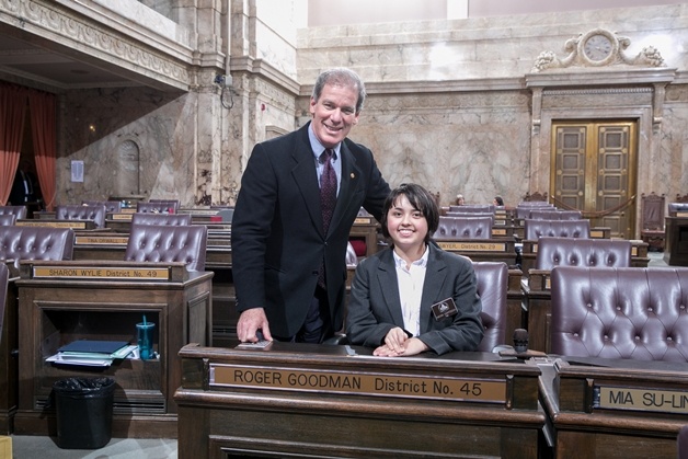 Kirkland resident Naomi Marteeny served as a page this week in the Washington State House of Representatives for Rep. Roger Goodman.