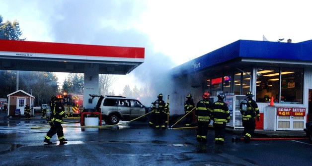 Kirkland firefighters responded to a gas station fire on Friday afternoon. Three people suffered non-life-threatening injuries.