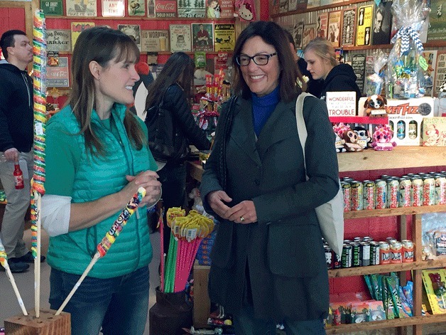Congresswoman Suzan DelBene shops in downtown Kirkland at Rocket Fizz during small-businesses Saturday to support the local economy.