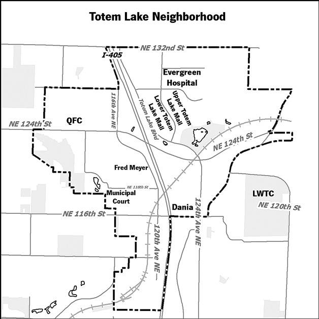 A map of the Totem Lake neighborhood.