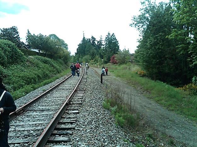 The City of Kirkland voted to purchase the old BNSF corridor seen here during the Connect Kirkland Treasure Hunt/Walk May 22.