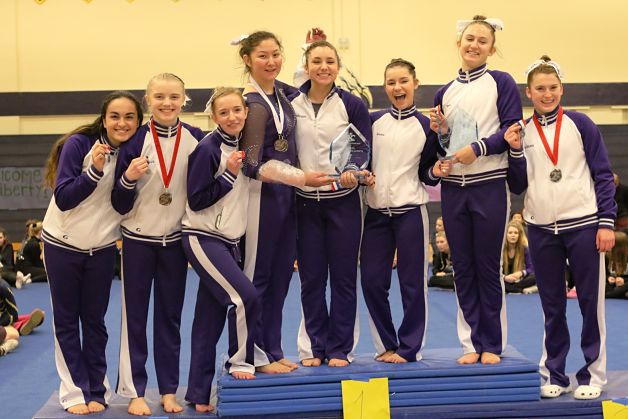 The Lake Washington High School gymnastics team won the 2A/3A KingCo championship on Saturday.