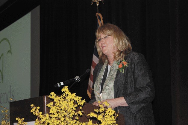 Friends of Youth President and CEO Terry Pottmeyer addresses the community at the Friends of Youth annual luncheon on March 7.