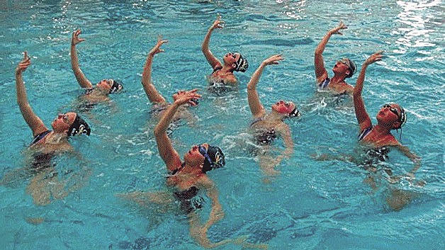A Seattle Synchro team swims in the Juanita High School pool. The city of Kirkland and Wave Aquatics are actively planning to build another pool before the Juanita pool closes in 2017.