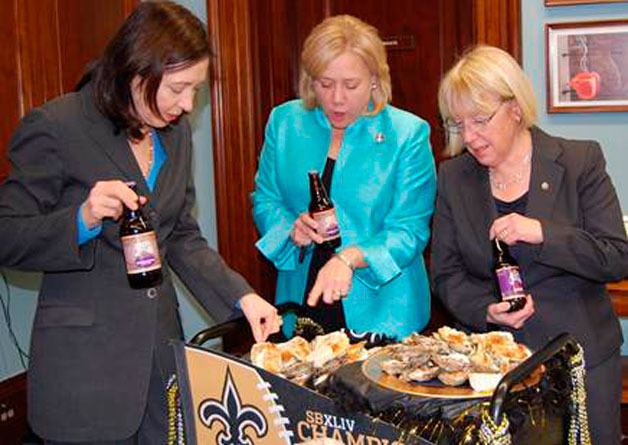 Sen. Patty Murray enjoys treats she won betting on the Seahawks win against the New Orleans Saints last Saturday.