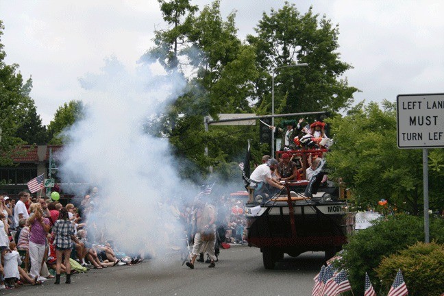 The Seattle Seafair Pirates fired cannons during the Celebrate Kirkland! annual Fourth of July parade in Kirkland.