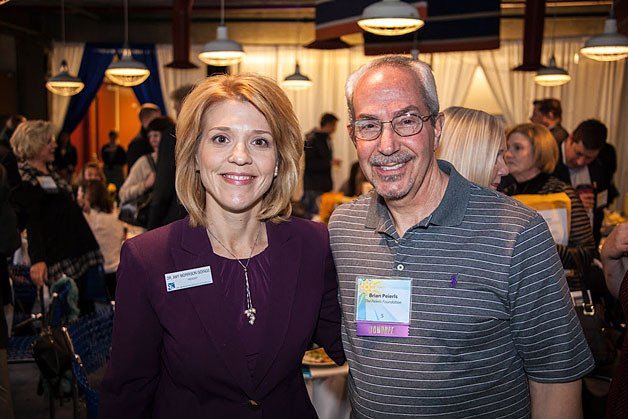 Lake Washington Institute of Technology President Amy Goings and Brian Peierls of the Peierls Foundation.