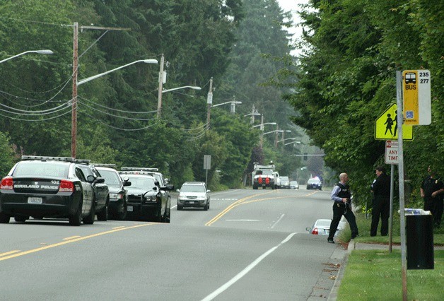 Kirkland police respond to a reported home burglary in the North Rose Hill neighborhood on Tuesday morning