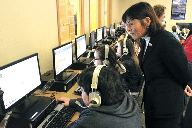 Congresswoman Suzan DelBene joined local students at Kirkland Middle School as they participated in the Hour of Code on Dec. 9.