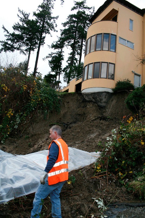 The rain storm that hit the Puget Sound area Sunday caused a mudslide on Goat Hill in Juanita