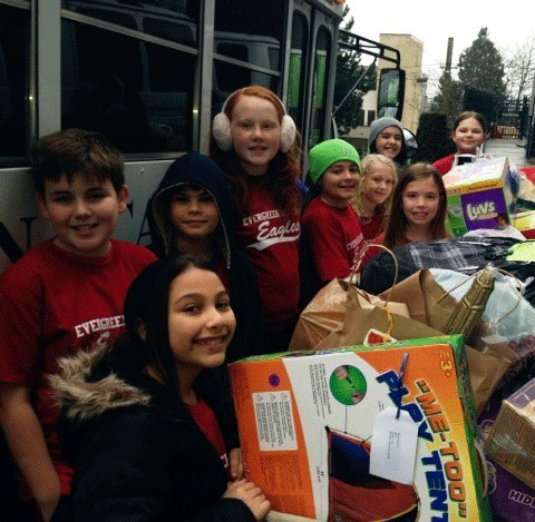 Evergreen Academy locations in Bothell and Kirkland teamed up this holiday season to collect donations for Childhaven