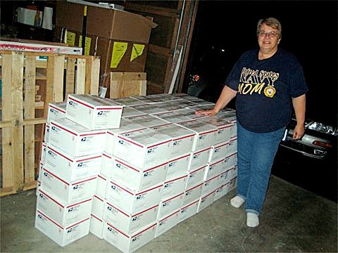 Proud Navy mom Mary Jo Bader in her Kirkland garage in 2009