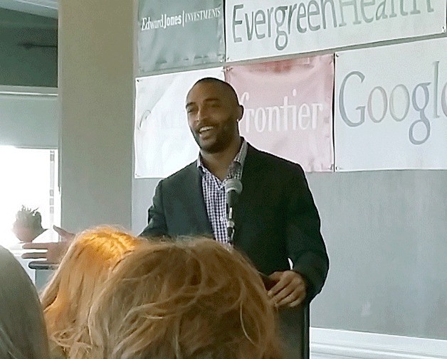 Seahawks wide receiver Doug Baldwin spoke during the Kirkland Chamber of Commerce luncheon.