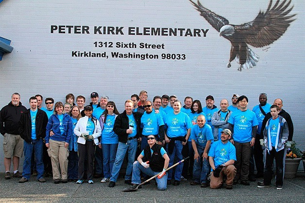 More than 50 volunteers transformed the gardens at Peter Kirk Elementary during Comcast Cares Day on April 30.