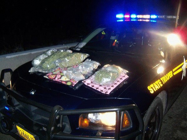 Oregon State Police stopped a Kirkland woman just outside of Salem and found five pounds of marijuana in her trunk.