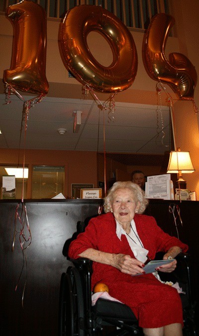 Ruth Hamby celebrates her 104th birthday during a party in her honor at Emeritus of Kirkland on Oct. 20. “I feel like a kid at 21!” Said Hamby.