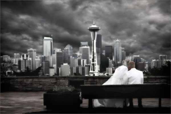 Kirkland photographer Marv Heston recently won an award for his photo “Stormy Seattle Wedding.”