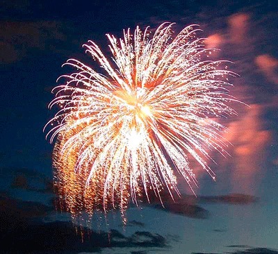 Fireworks light up the skies over Kirkland.