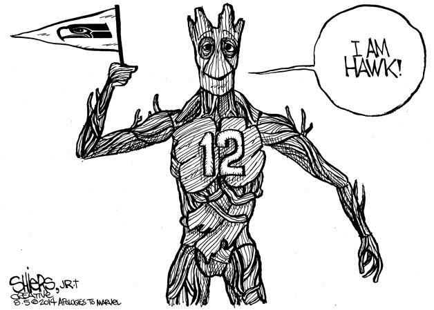 Seahawk 12th man: I am Hawk!| Cartoon for Aug. 7