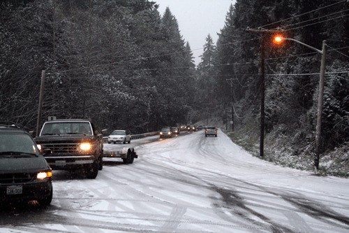 Juanita Drive N.E. on the morning of Nov. 22 was a parking lot thanks to the snowstorm.