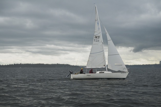 Members of the Neptune Sailing Club enjoy a breeze on Lake Washington near Kirkland