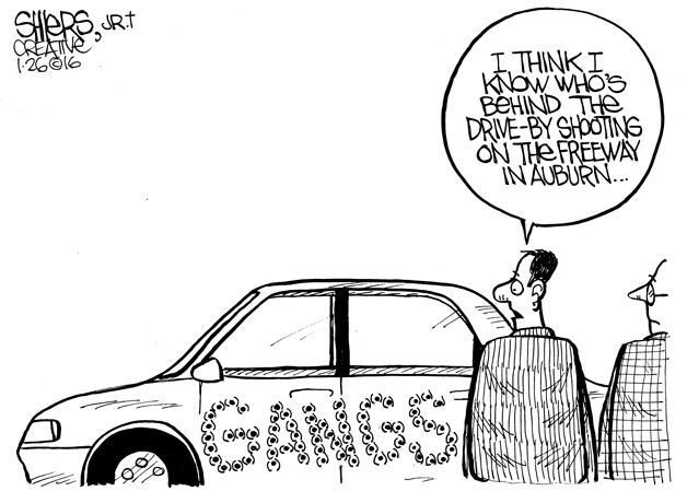 Drive-by shootings on the freeway | Cartoon for Jan. 30