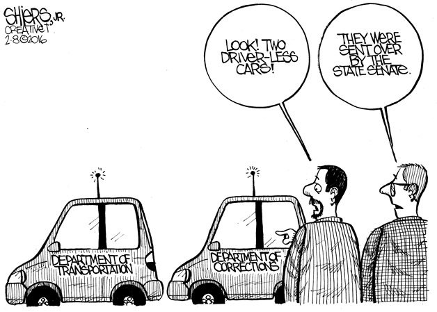 Look! Two driver-less cars | Cartoon for Feb. 9