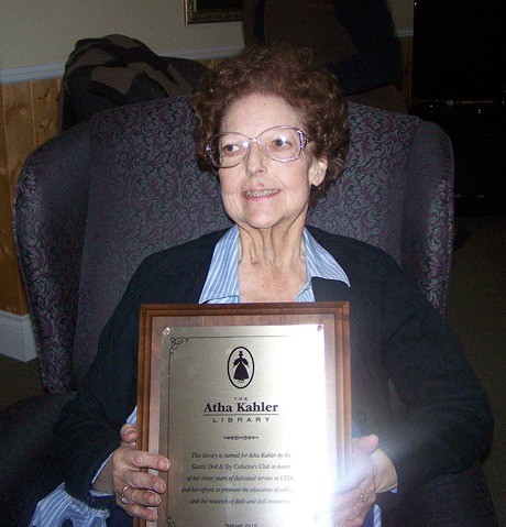 Aegis at Totem Lake resident Atha Kahler was recently honored for her passion for collectible dolls by the United Federation of Doll Collectors. The organization's library was named in her honor.