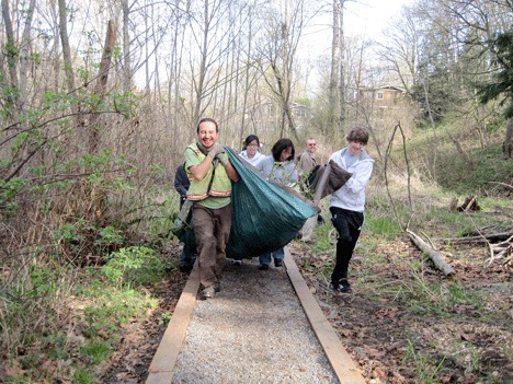 Green Kirkland volunteers removed invasive plant species at Cotton Hill Park to help restore the forest on March 20.