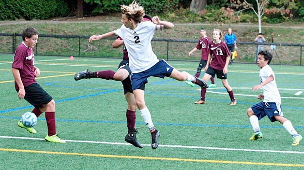 Joe Moisant battles for control of the ball during a match this past weekend.