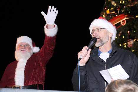Santa Claus visited Kirkland many times this year including on the last weekend of November for the annual tree lighting. He is pictured with Rep. Larry Springer.