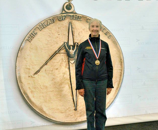 Janice Stone poses for a photo after the event with her gold medal.