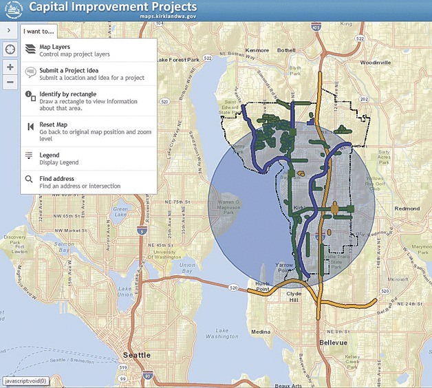 The city of Kirkland has created an interactive online map for the community to search information on capital projects.