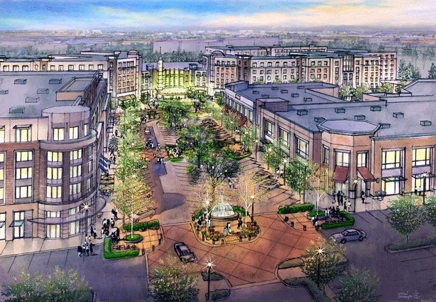 This artists renderings shows what the Village at Totem Lake could look like from an elevated view when completed in 2017.