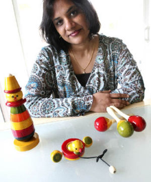 Deepti Shankar sells eco-friendly toys out of her Houghton neighborhood home.