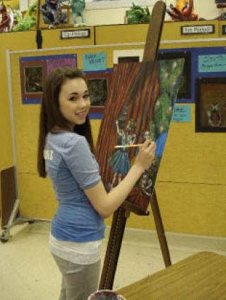 Katie Shankle and her award-winning painting.