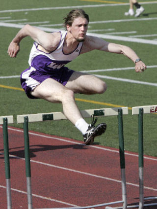 Lake Washington’s Ian Story competes in the 110 high hurdles during a meet at Eastlake High School May 1. Story is expected to challenge for honors in the 110- and 300-meter hurdles.